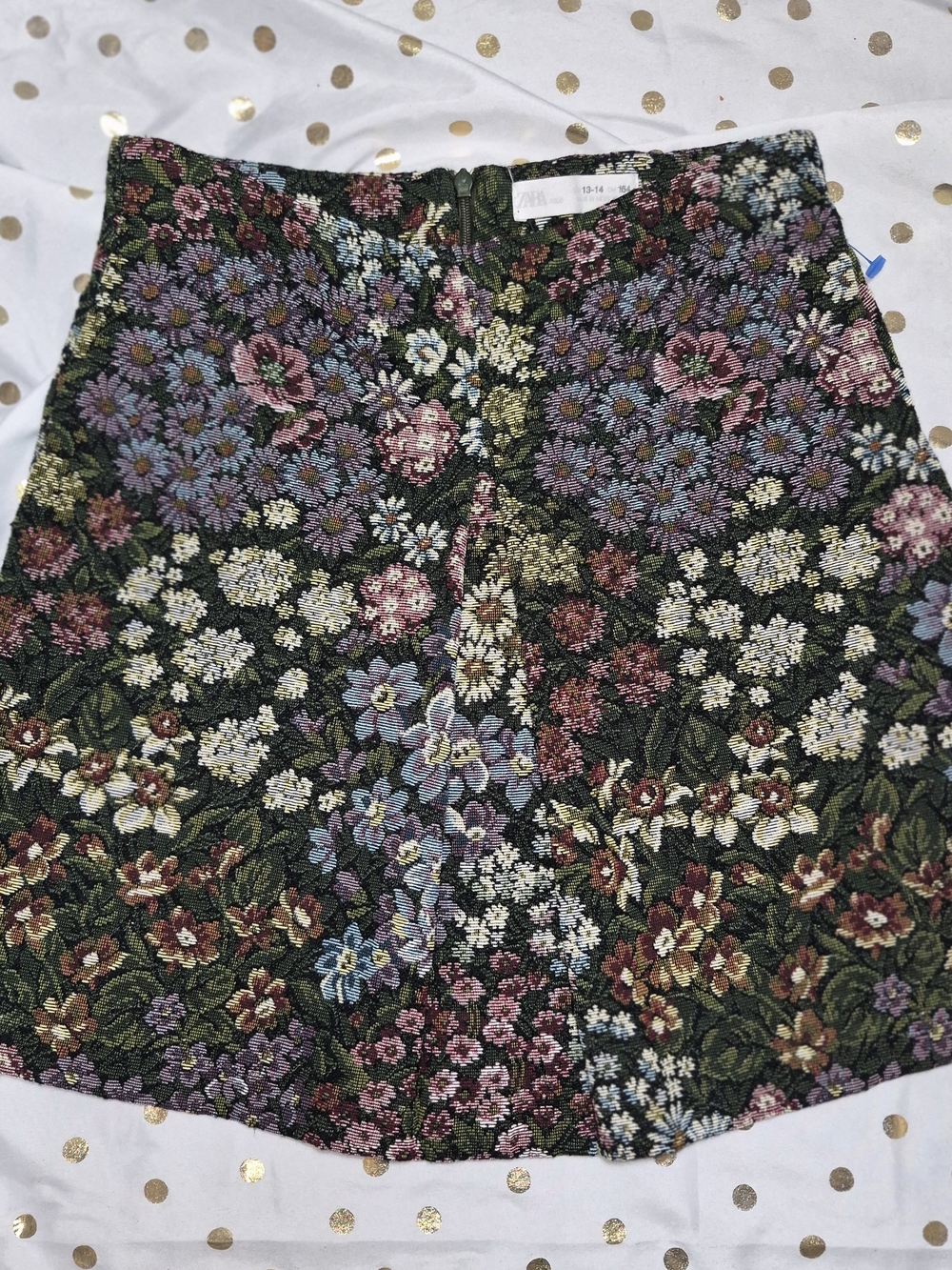 Zara Dark Green Floral Mini Skirt